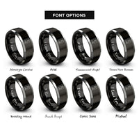 font options for inside engraving on black & grey the high priestess rings