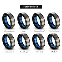font options for inside engraving on black & blue & gray the hundred rings