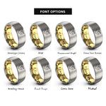 font options for inside engraving on gold & gray the lovers rings