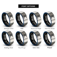 font options for inside engraving on black & blue & gray the moon rings