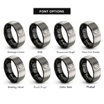 font options for inside engraving on black & silver the moon rings