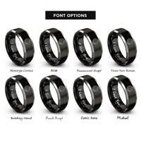 font options for inside engraving on black & silver the moon rings