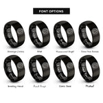font options for inside engraving on black the moon rings