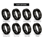 font options for inside engraving on black the moon rings