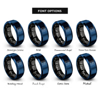 font options for inside engraving on black & blue the star rings