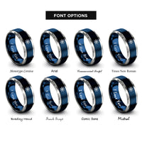 font options for inside engraving on blue & gray the star rings
