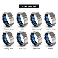 font options for inside engraving on blue & silver the star rings