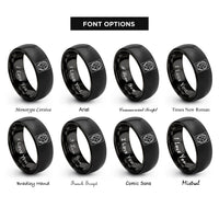 font options for inside engraving on black the world rings