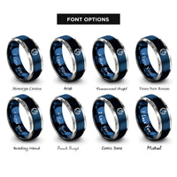 font options for inside engraving on blue & grey the world rings