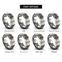 font options for inside engraving on silver the world rings
