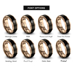 font options for inside engraving on black & rose gold theater masks rings