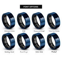 font options for inside engraving on black & blue theodolite rings