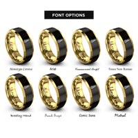 font options for inside engraving on black & gold thermometer rings