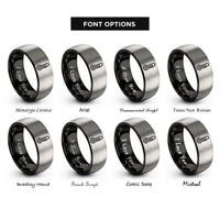font options for inside engraving on black & gray thermometer rings