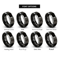font options for inside engraving on black & grey thermometer rings