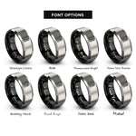 font options for inside engraving on black & silver thermometer rings