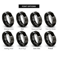 font options for inside engraving on black & gray thermometer rings
