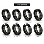 font options for inside engraving on black & silver thermometer rings