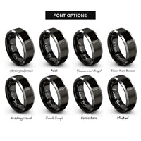 font options for inside engraving on black & silver thermometer rings
