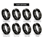 font options for inside engraving on black & grey thermometer rings