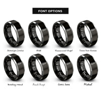 font options for inside engraving on black & grey thermometer rings