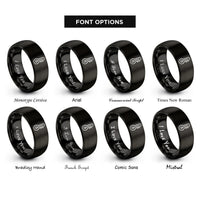 font options for inside engraving on black thermometer rings