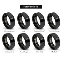 font options for inside engraving on black thermometer rings