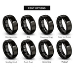 font options for inside engraving on black thermometer rings