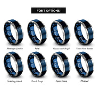 font options for inside engraving on blue & silver thermostat dial rings