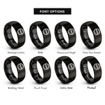 font options for inside engraving on black theta angle rings
