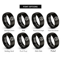 font options for inside engraving on black theta angle rings