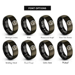 font options for inside engraving on gunmetal & black theta angle rings