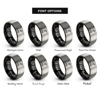 font options for inside engraving on black & silver thickness sander rings