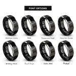 font options for inside engraving on black & gray thimble rings