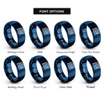 font options for inside engraving on blue thin bi stripes rings
