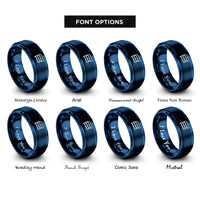 font options for inside engraving on blue thin bi stripes rings