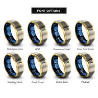 font options for inside engraving on gold & blue & grey thin bi stripes rings