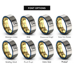font options for inside engraving on gold & blue & gray thin bi stripes rings