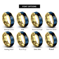 font options for inside engraving on gold & blue thin bi stripes rings