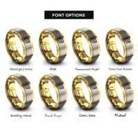 font options for inside engraving on gold & silver thin bi stripes rings