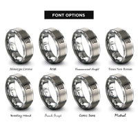 font options for inside engraving on grey thin bi stripes rings