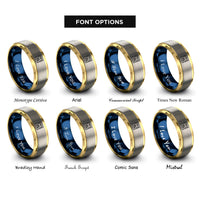 font options for inside engraving on gold & blue & grey thin lesbian stripes rings