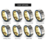 font options for inside engraving on gold & blue & gray thin lesbian stripes rings