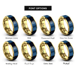 font options for inside engraving on gold & blue thin lesbian stripes rings