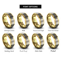font options for inside engraving on gold & grey thin lesbian stripes rings