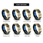 font options for inside engraving on gold & blue & gray thin trans stripes rings