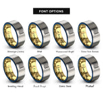 font options for inside engraving on gold & blue & silver thin trans stripes rings