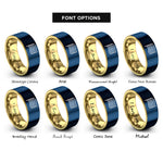 font options for inside engraving on gold & blue thin trans stripes rings
