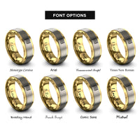 font options for inside engraving on gold & grey thin trans stripes rings