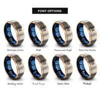 font options for inside engraving on rose gold & blue & silver thin trans stripes rings